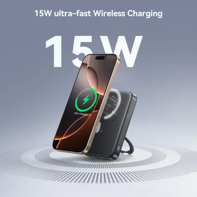 JOYROOM PBM12 22.5W Magnetic Wireless Power Bank with Ring Holder 10000mAh-Black